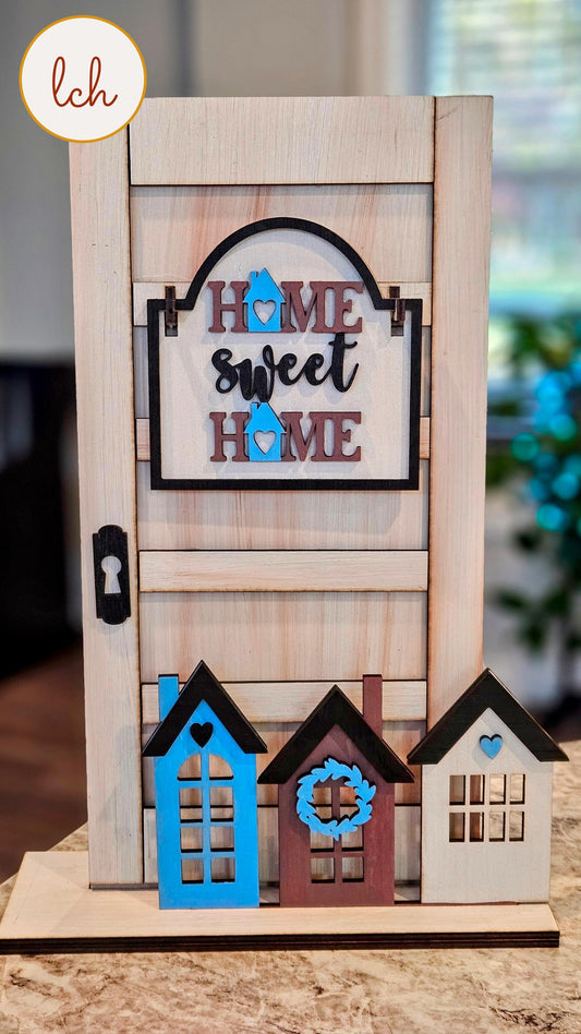 Home Sweet Home Wooden Laser Cut Hand Painted Mini Signpost Door Insert (Insert Only)