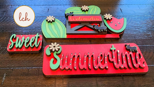 Hand-Painted Sweet Watermelon Summer Theme - Wooden Laser-Cut Interchangeable Breadboard Insert