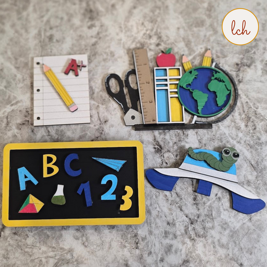 Back to School Goose Outfit, ABC 123 Interchangeable Wood Clothes, Hand Painted Mini Decor (outfit only)