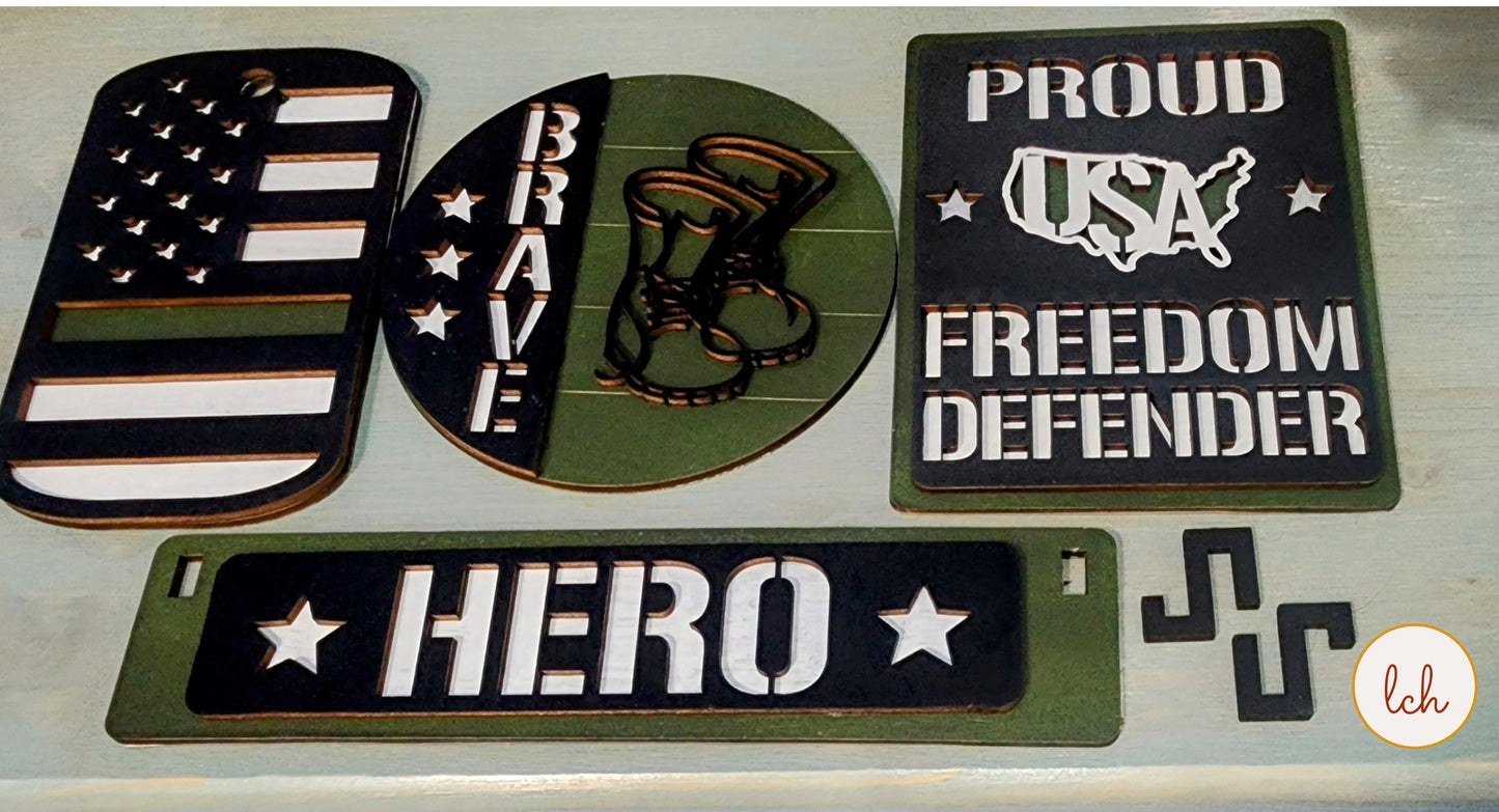 Hand-Painted Military Hero - Laser-Cut Birch Shelf Sitter Insert (Insert Only)