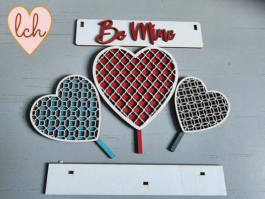 Handcrafted Wooden Standing Hearts - Laser Cut and Hand Painted Valentine's Interchangeable Shelf Sitter Insert (Insert Only)