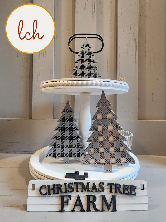 Charming Wooden Laser-Cut & Hand-Painted Christmas Tree Shelf Sitter Inserts (Inserts Only)