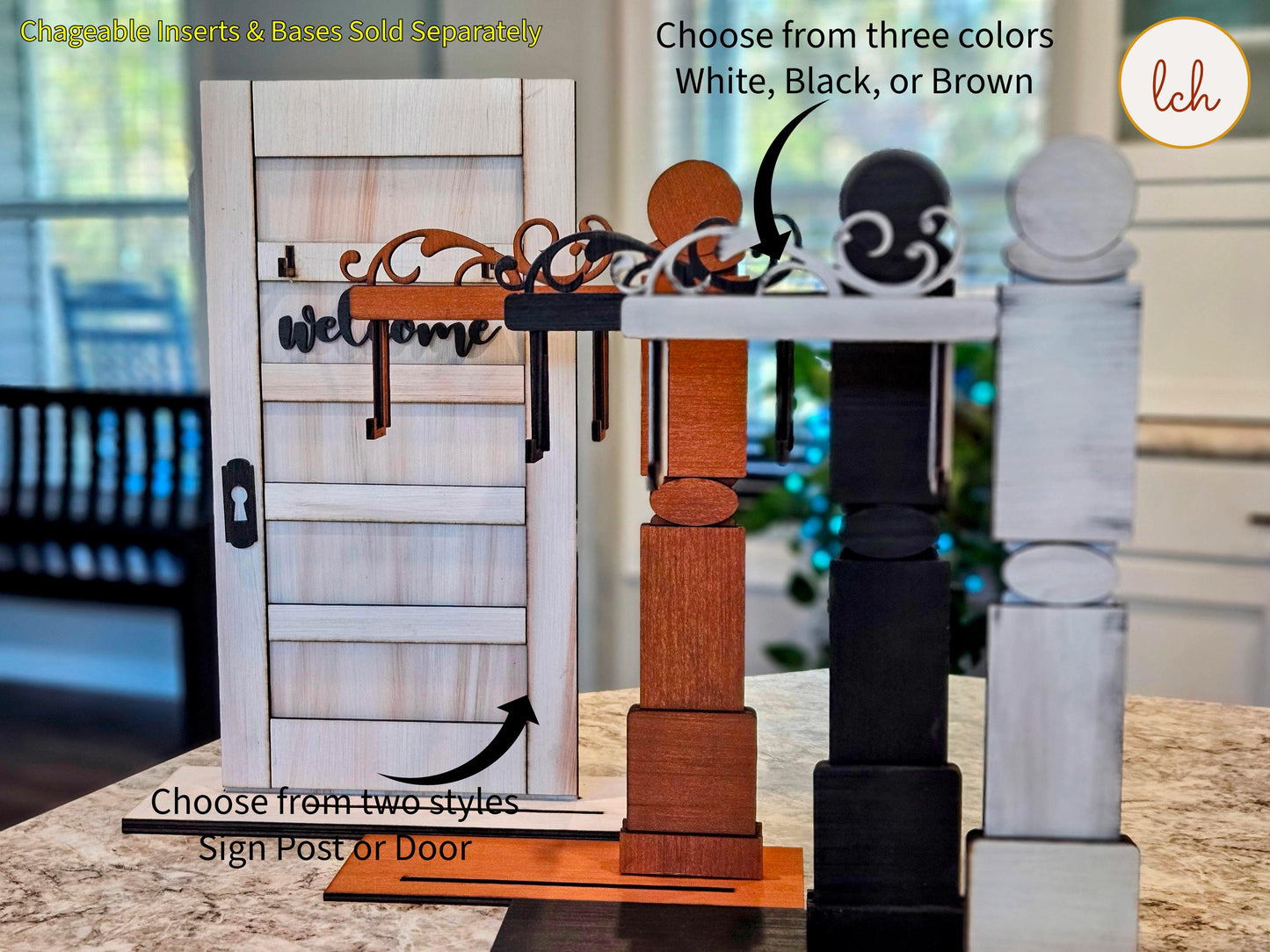Santa's Workshop Christmas Mini Signpost & Door Insert - Hand Painted, Laser Cut Wood (Insert Only)
