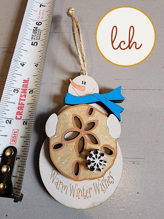 Custom Wooden Laser-Cut Sea Shell & Snowman Christmas Ornaments – Personalized Holiday Decor for Couples and Families