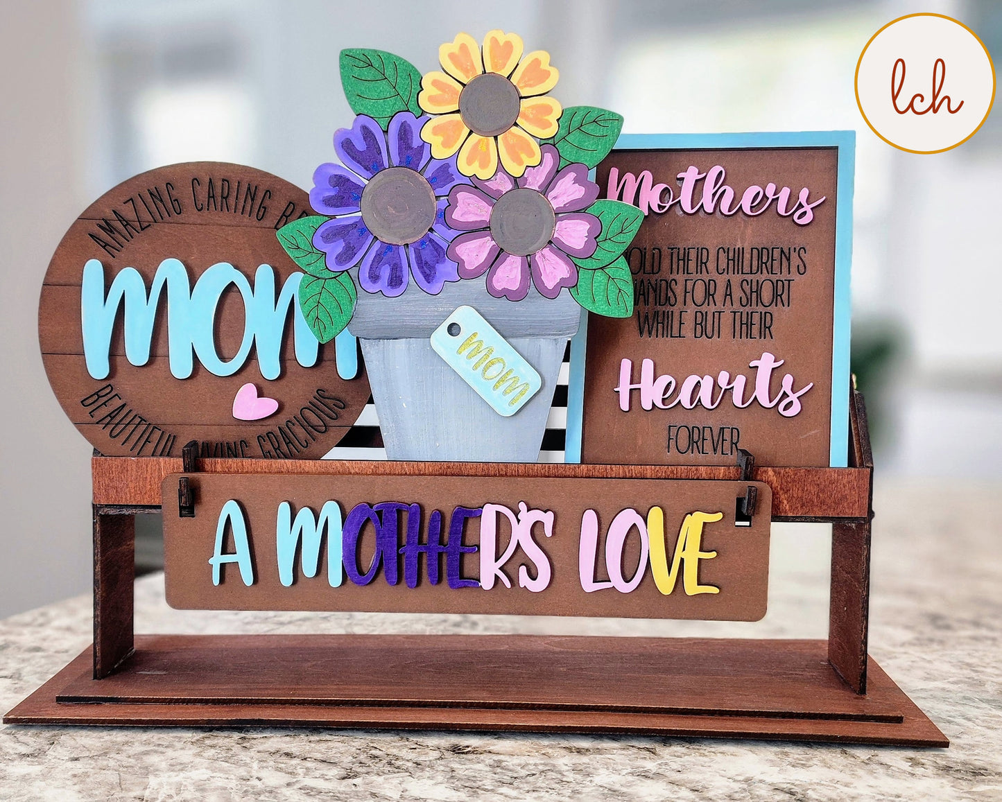 Cherish Mom's Love! Hand-painted Wooden Laser-cut Mother's Day Shelf Sitter Inserts - Interchangeable & Heartfelt Home Decor (Inserts Only)