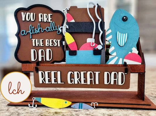 Reel Great Dad Interchangeable Shelf Sitter Inserts: Hand-Painted Wooden Laser-Cut Designs for Father's Day – (Insert Only)