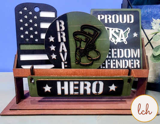 Hand-Painted Military Hero - Laser-Cut Birch Shelf Sitter Insert (Insert Only)