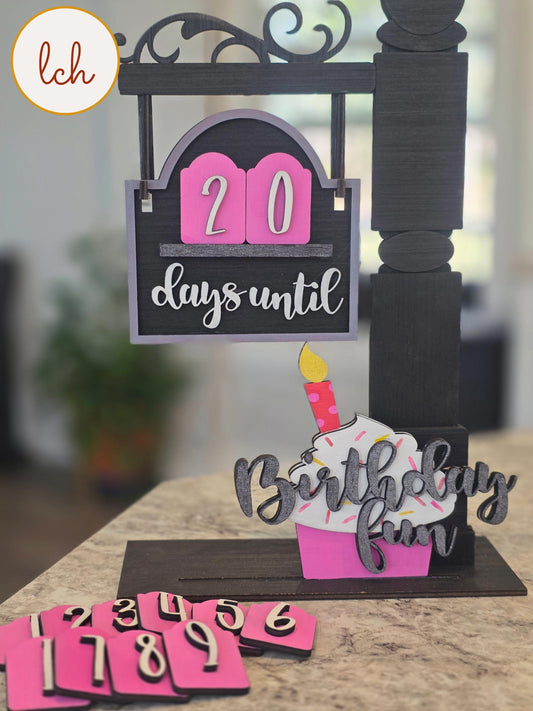 Laser Cut Hand-Painted Mini Countdown Days Until Birthday Signpost Insert (insert only)