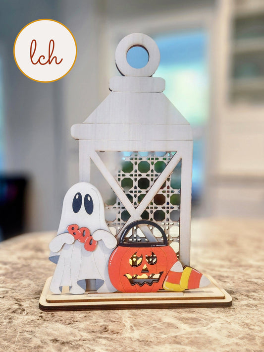Boo Ghost & Pumpkin Halloween Lantern Insert (Insert Only)