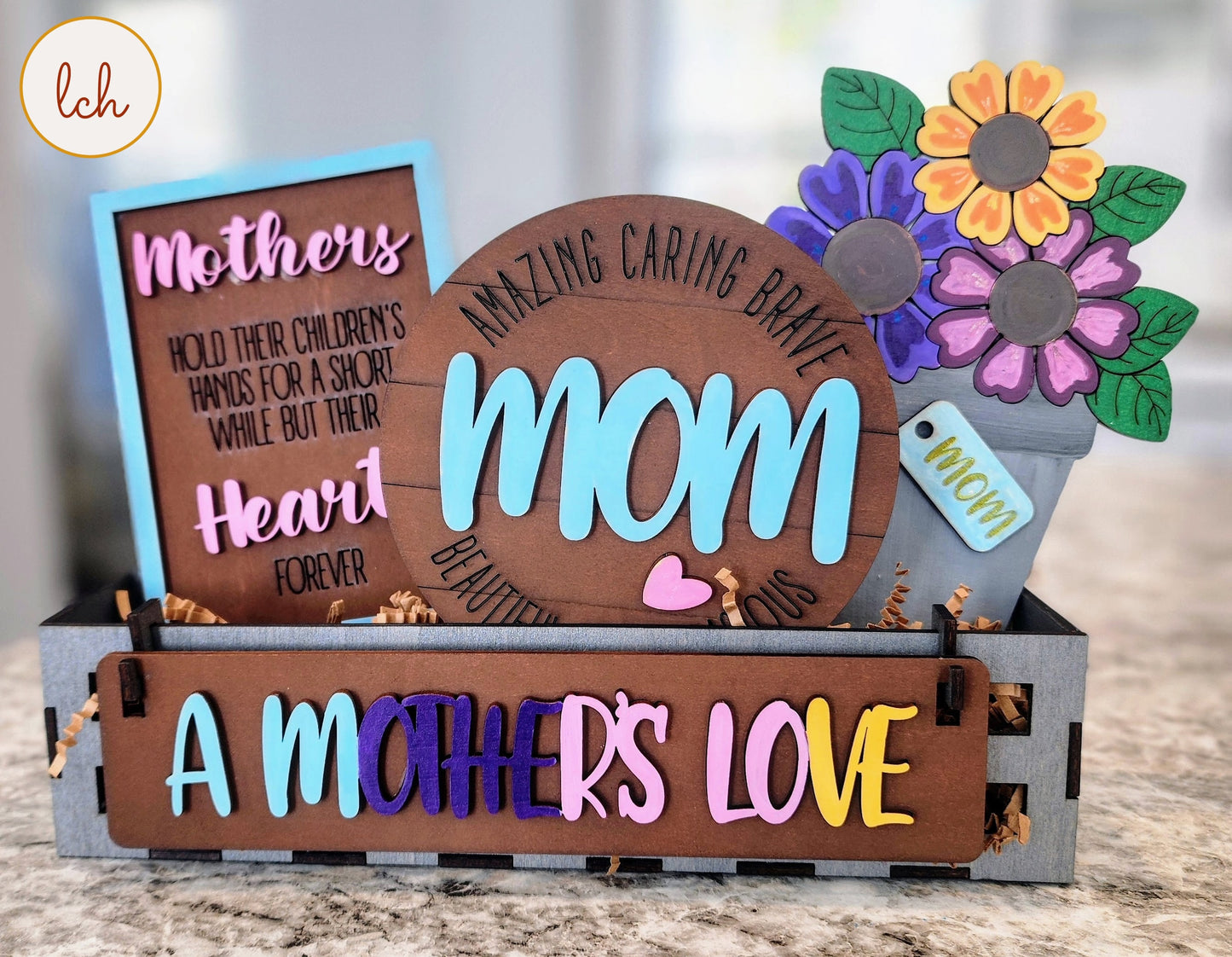 Cherish Mom's Love! Hand-painted Wooden Laser-cut Mother's Day Shelf Sitter Inserts - Interchangeable & Heartfelt Home Decor (Inserts Only)
