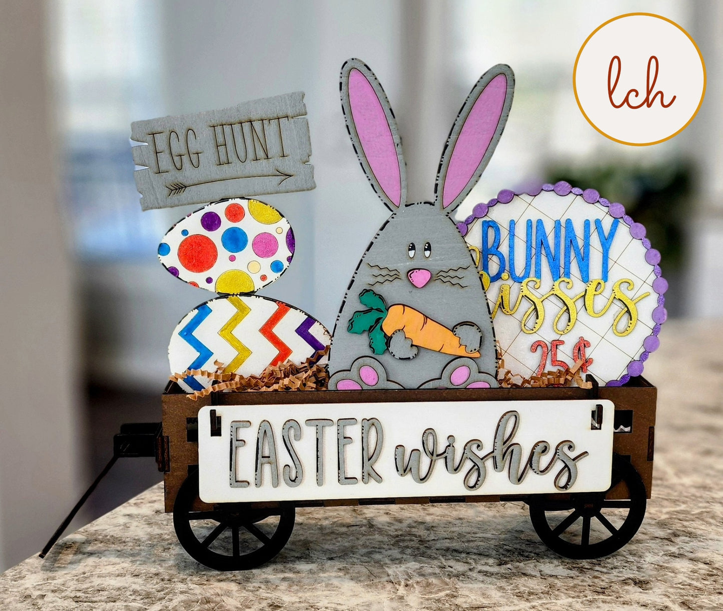 Charming Easter Wishes and Bunny Kisses Wooden Laser-Cut Shelf Sitter Inserts (Inserts Only)