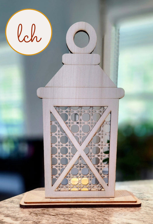 Hand-Painted Wooden Lantern Bases - Laser Cut, Interchangeable Designs for Unique Home Decor