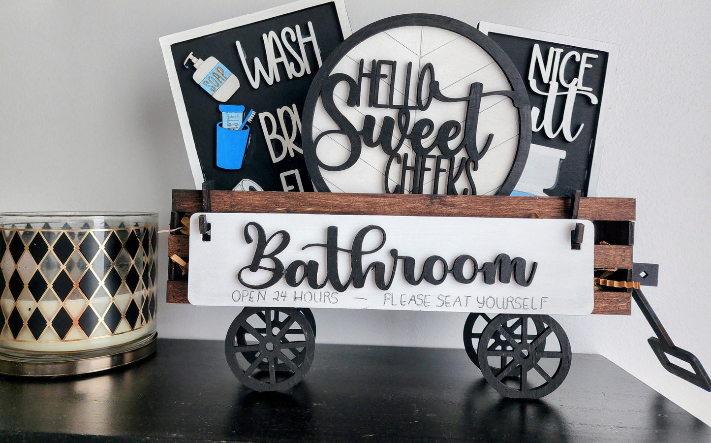 Splashy Shelf Sitter: Adorable Bathroom-themed Insert for Your Home Décor (Insert Only)