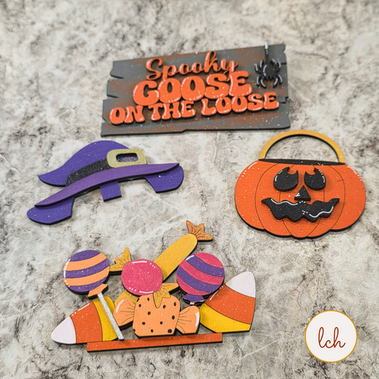 Spooky Goose Outfit | Mini Halloween Ghost Costume for Interchangeable Wooden Goose | Hand Painted (outfit only)