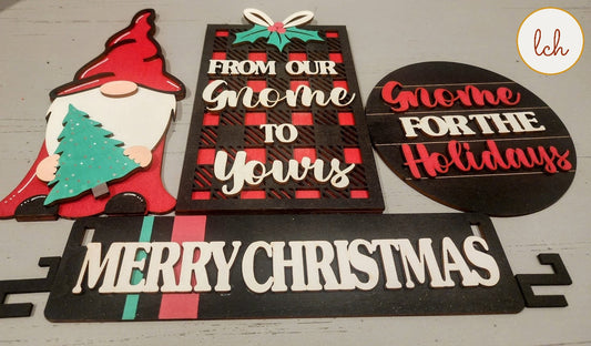 Charming Wooden Laser-Cut Gnome for Christmas - Festive Interchangeable Shelf Sitter Insert (Insert Only)