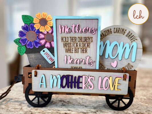 Cherish Mom's Love! Hand-painted Wooden Laser-cut Mother's Day Shelf Sitter Inserts - Interchangeable & Heartfelt Home Decor (Inserts Only)