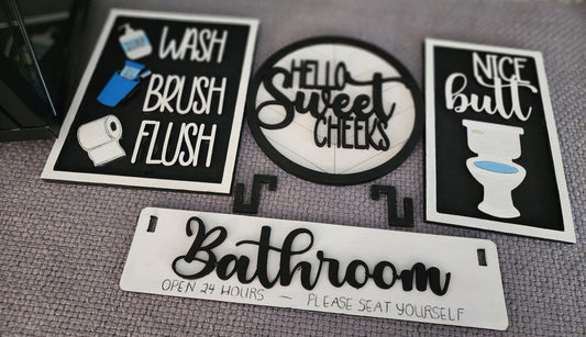 Splashy Shelf Sitter: Adorable Bathroom-themed Insert for Your Home Décor (Insert Only)
