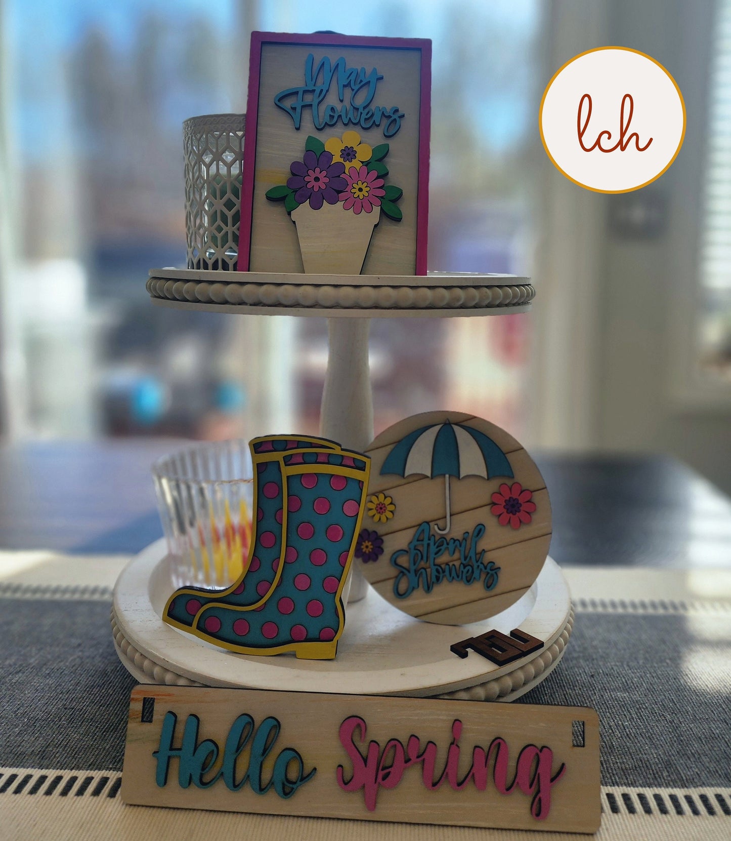 Charming Hand-Painted Wooden Inserts for Spring! April Showers Interchangeable Shelf Sitters (Inserts Only)