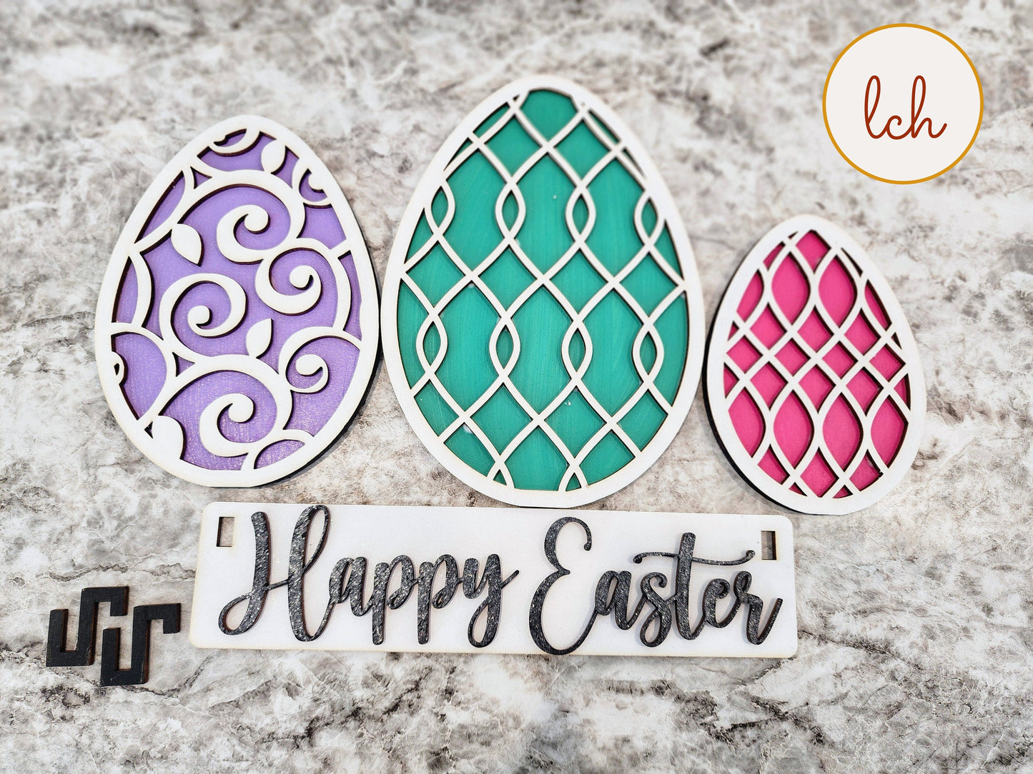 Handcrafted Wooden Easter Egg Shelf Sitter Inserts - Laser Cut & Hand Painted - Interchangeable Spring Decor (insert only)