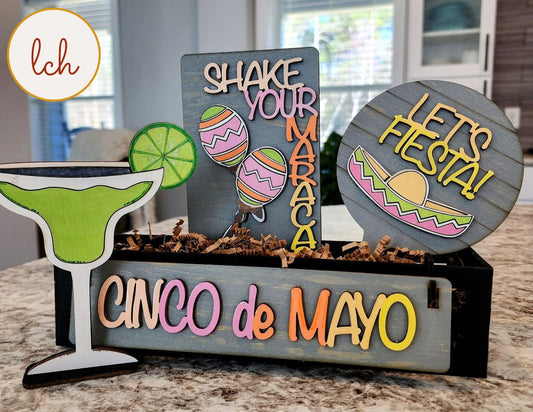 Cinco de Mayo - Hand-painted Wooden Margarita Celebration Interchangeable Inserts: Laser-Cut Shelf Sitter Decor (Inserts Only)!