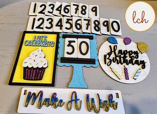 Enchanting Wooden Make A Wish Birthday Interchangeable Shelf Sitter Inserts (insert only)