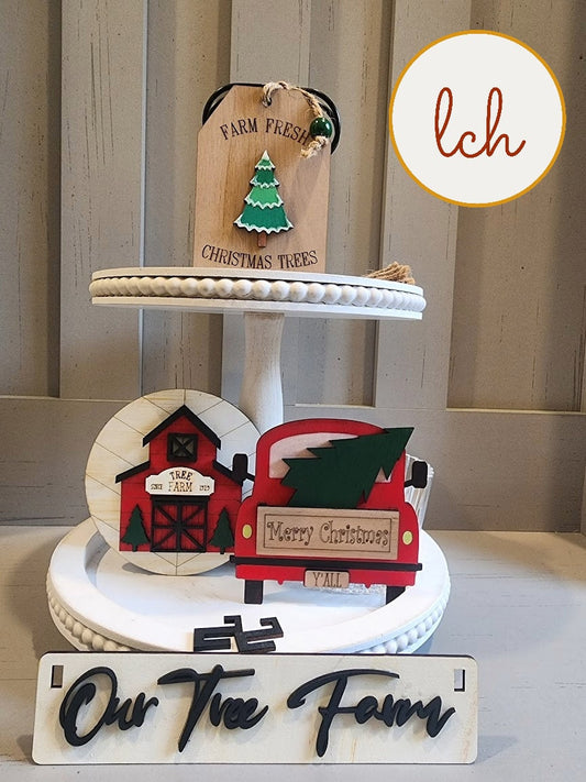 Charming Red Truck Christmas Tree Farm Interchangeable Shelf Sitter Inserts (Inserts Only)