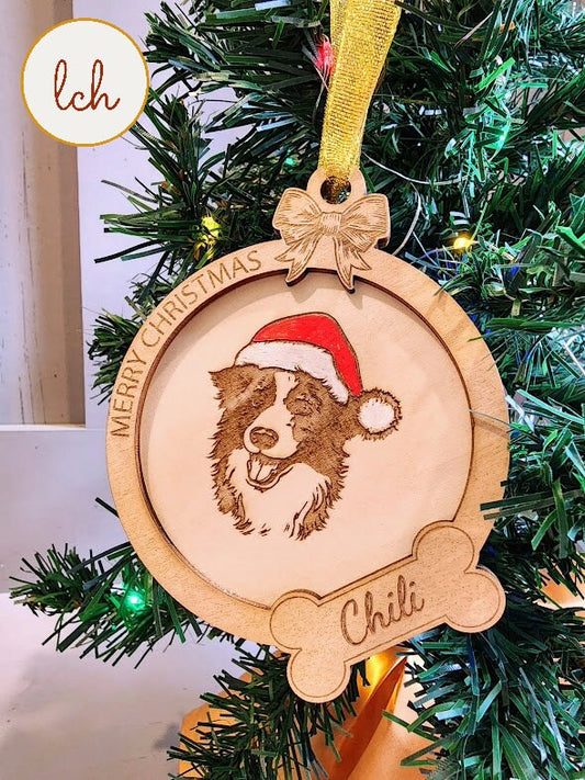 Personalized Santa Paws Wooden Laser-Cut Dog Breed Christmas Ornaments - Choose from 67 Breeds!