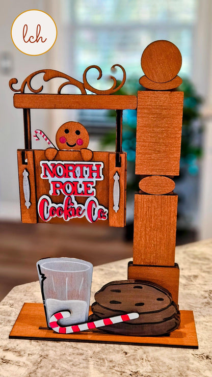 North Pole Cookie Co Christmas Gingerbread Wooden Laser Cut Hand Painted Signpost & Door Insert (Insert Only)