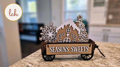 Seasons Sweets Christmas Sugar Cookie Wooden Laser Cut Hand Painted Interchangeable Shelf Sitter Insert - Festive Holiday Decor