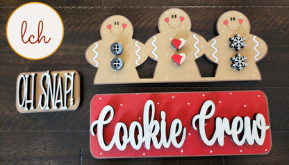 Hand-Painted Gingerbread Cookie Crew, Laser-Cut Wooden Christmas Breadboard Insert (Insert Only)