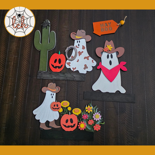 Cowboy Ghosts Halloween Insert for Trunk & Farmhouse Crate Bases