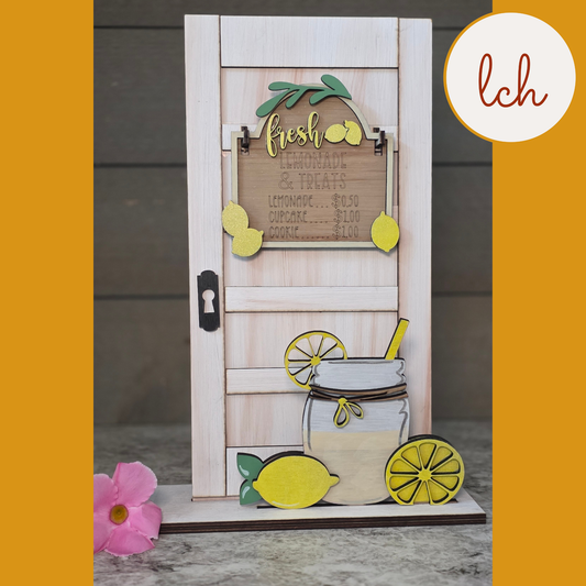 Fresh Lemonade Summer Mini Signpost & Door Insert – Wooden Laser Cut, Hand Painted (insert only)