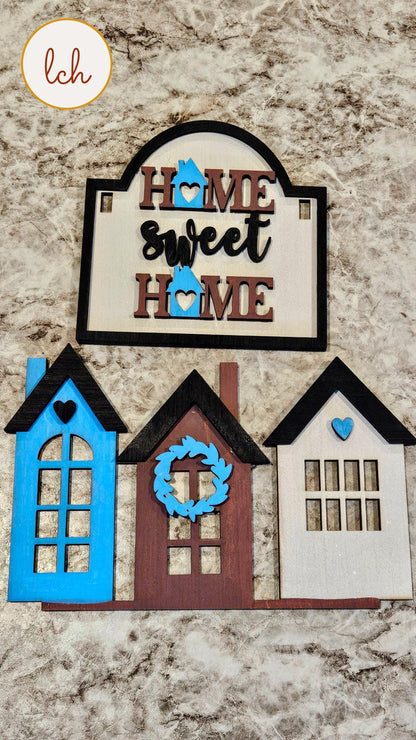 Home Sweet Home Wooden Laser Cut Hand Painted Mini Signpost Door Insert (Insert Only)