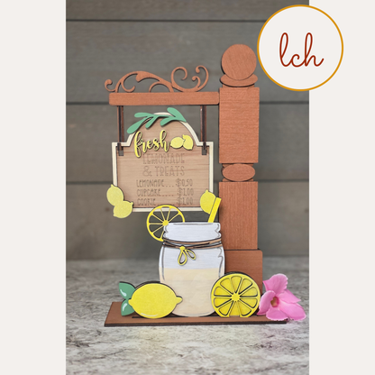 Fresh Lemonade Summer Mini Signpost & Door Insert – Wooden Laser Cut, Hand Painted (insert only)