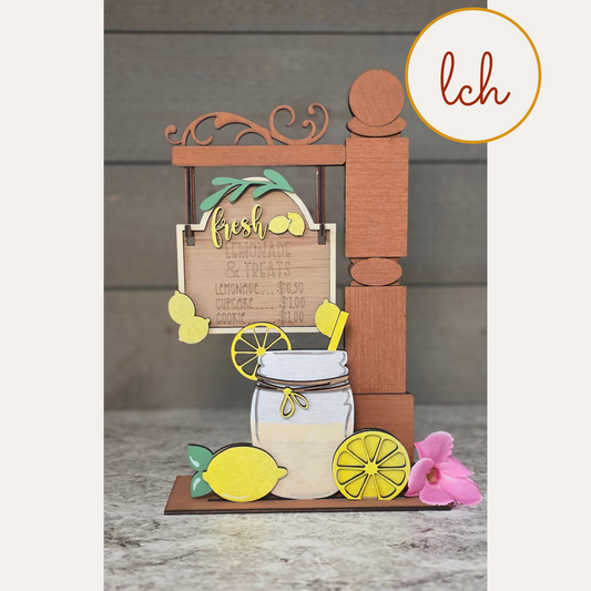Fresh Lemonade Summer Mini Signpost & Door Insert – Wooden Laser Cut, Hand Painted (insert only)