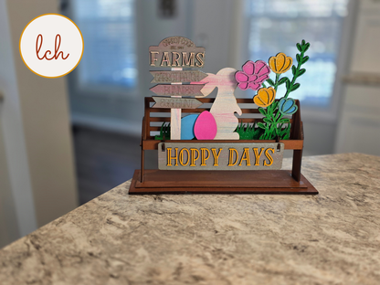 Hoppy Days Easter Bunny Wagon & Raised Shelf Sitter Insert – Hand‑Painted Wooden Seasonal Decor (insert only)