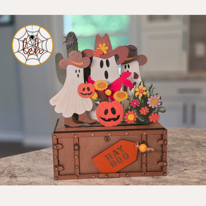 Cowboy Ghosts Halloween Insert for Trunk & Farmhouse Crate Bases
