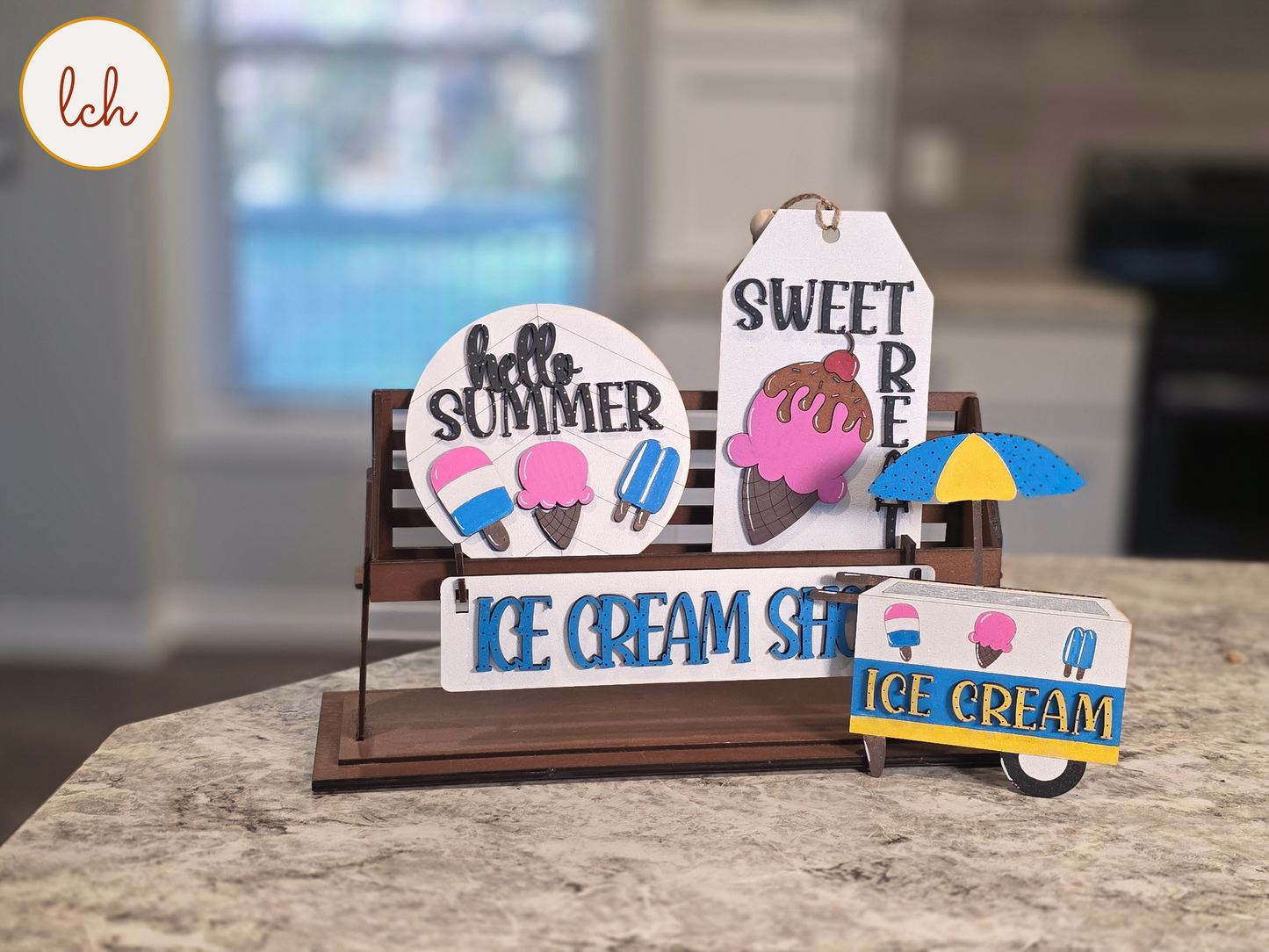 Hello Summer Sweet Treat Ice Cream Wooden Wagon & Raised Shelf Sitter Insert (insert only)