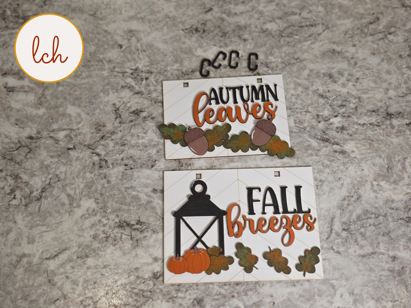 Autumn Leaves & Fall Breezes Wooden Ladder Picture Frame Hanger  Hand Painted Laser Cut Seasonal Fall Decor (hanger only)