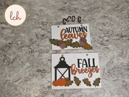 Autumn Leaves & Fall Breezes Wooden Ladder Picture Frame Hanger  Hand Painted Laser Cut Seasonal Fall Decor (hanger only)