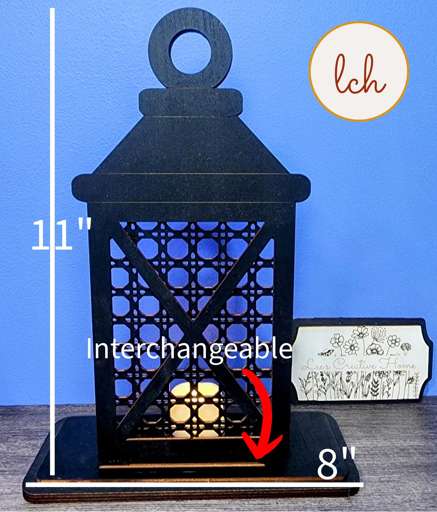 Hand-Painted Wooden Lantern Bases - Laser Cut, Interchangeable Designs for Unique Home Decor