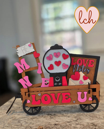 Love U Valentine's Day Wooden Laser Cut Hand-Painted Interchangeable Shelf Sitter Insert – Holiday Home Décor (Inserts Only)