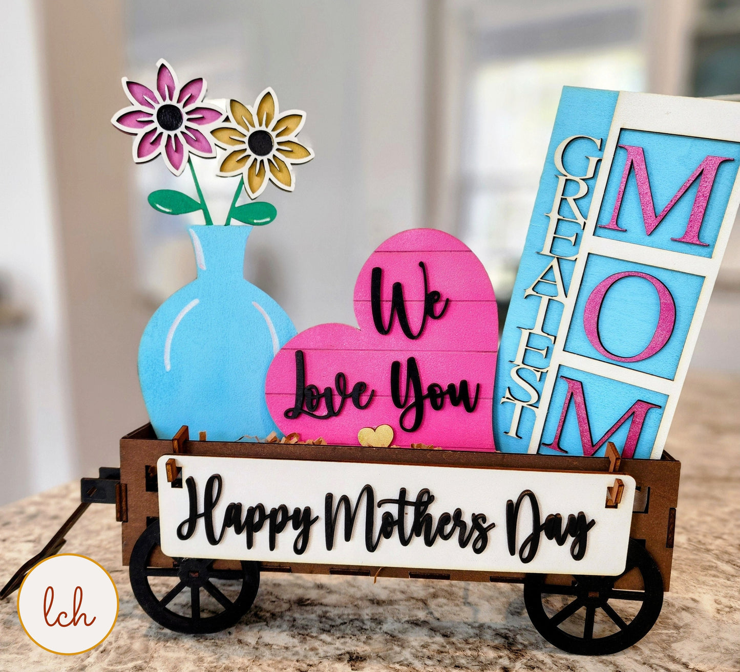 Greatest Mom: Hand-painted Wooden Interchangeable Shelf Inserts for Mother's Day - Laser Cut, Heartfelt Decor (Inserts Only)