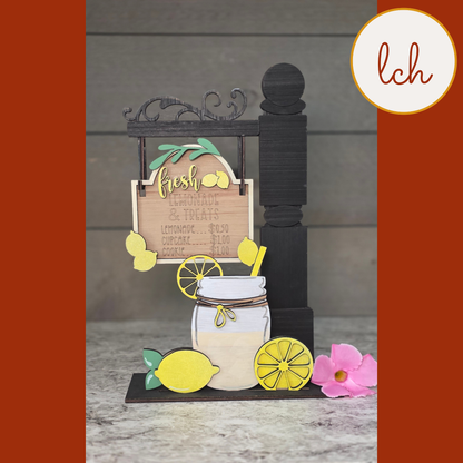 Fresh Lemonade Summer Mini Signpost & Door Insert – Wooden Laser Cut, Hand Painted (insert only)