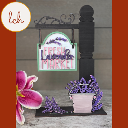 Lavender Fresh Market Summer Signpost & Door Insert – Mini Laser‑Cut Wooden Decor (insert only)