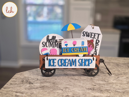 Hello Summer Sweet Treat Ice Cream Wooden Wagon & Raised Shelf Sitter Insert (insert only)