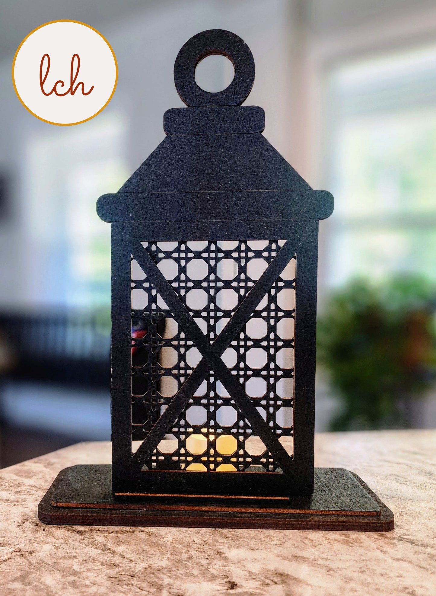 Hand-Painted Wooden Lantern Bases - Laser Cut, Interchangeable Designs for Unique Home Decor