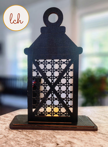 Hand-Painted Wooden Lantern Bases - Laser Cut, Interchangeable Designs for Unique Home Decor