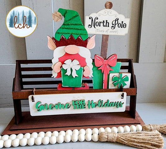 Gnome For The Holidays Interchangeable 'Elf Sitter Insert - Christmas Elf Decor - Festive Holiday Home Accent (Insert Only)"