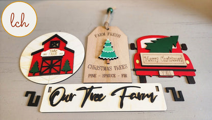 Charming Red Truck Christmas Tree Farm Interchangeable Shelf Sitter Inserts (Inserts Only)